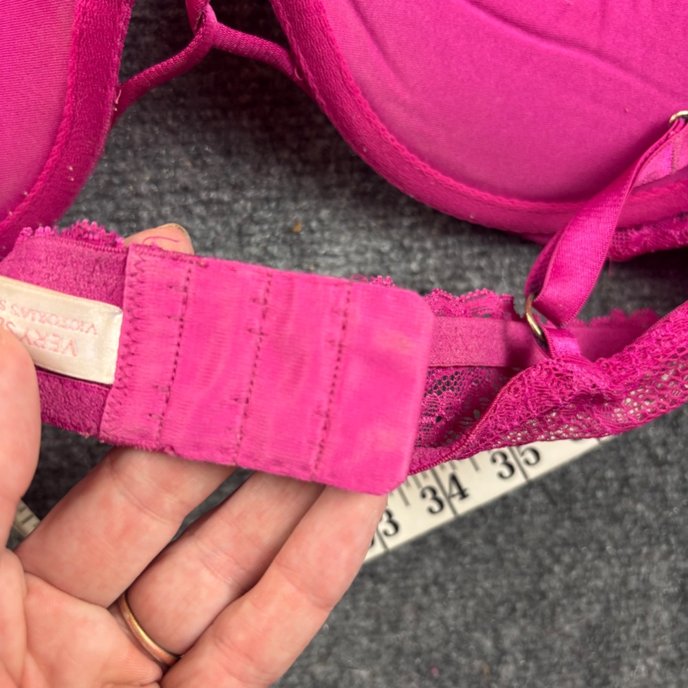 VICTORIA’S SECRET Women’s Very Sexy Pink Lace Push Up Bra size: 38C - Picture 3 of 9